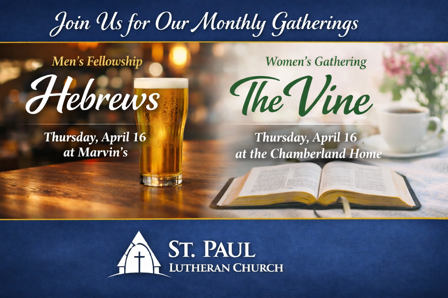 Read more about the article Join St. Paul Men’s and Women’s Gatherings This Week