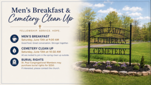 Spring Clean Up & Men’s Breakfast at St Paul Lutheran Church in Clarence NY