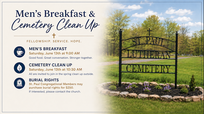 You are currently viewing Spring Clean Up & Men’s Breakfast at St Paul Lutheran Church in Clarence NY